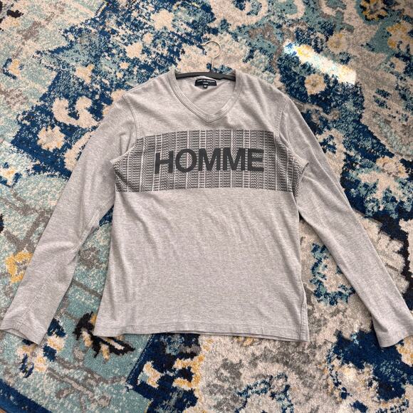 Comme Des Garcons Homme Logo Longsleeve T Shirt Gray Size M - Picture 2 of 5